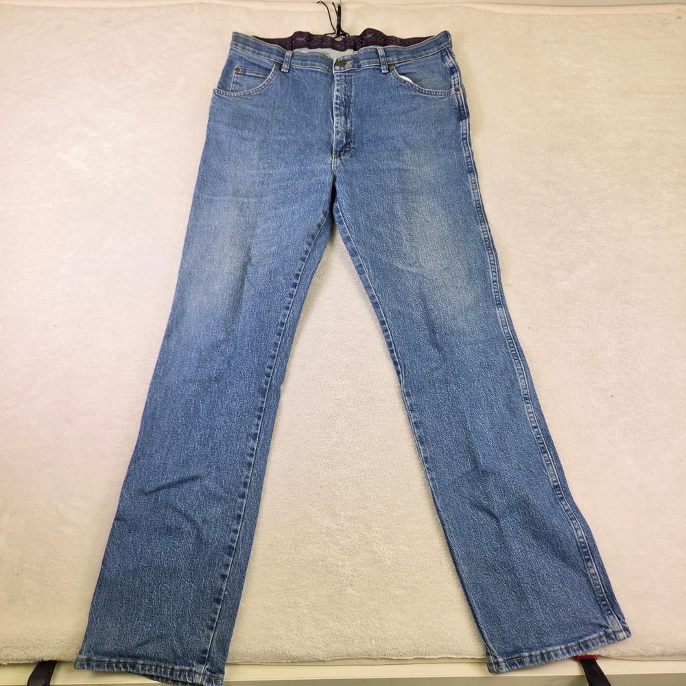 Wrangler Regular Fit Blue Denim Jeans 38x34 855WAQD Medium Wash Straight Leg
